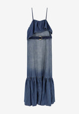 PINKO Chiarodiluna Ruffled Midi Denim Dress Blue 106626A388PJC_Lavaggio medio_44130351