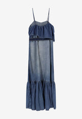 PINKO Chiarodiluna Ruffled Midi Denim Dress Blue 106626A388PJC_Lavaggio medio_44130351