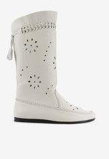 Welky Perforated Leather Mid-Calf Boots