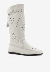 Welky Perforated Leather Mid-Calf Boots