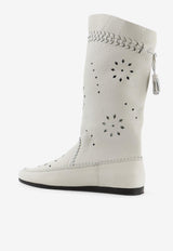 Welky Perforated Leather Mid-Calf Boots