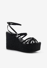 Nyra 100 Leather and Raffia Wedge Sandals