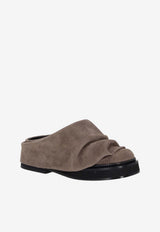 The Attico Mini Robin Suede Flat Mules Taupe 250WSH00855_215