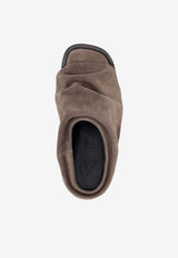 The Attico Mini Robin Suede Flat Mules Taupe 250WSH00855_215
