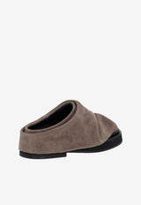 The Attico Mini Robin Suede Flat Mules Taupe 250WSH00855_215
