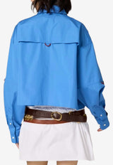 Miu Miu Embroidered Logo Boxy Shirt Blue MK2025SOOO10RG_F0237