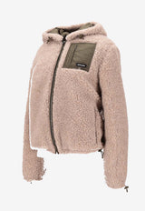 Miu Miu Teddy Down Hooded Jacket Beige ML1376SOOO18S9_F03QQ