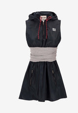 Miu Miu Technical Hooded Mini Dress Blue MF6223SOOO19EC_F005R
