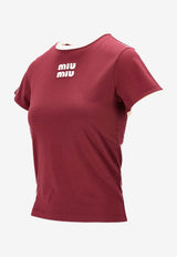 Miu Miu Embroidered Logo T-shirt Burgundy MJNA17SOOO1841_F0X61