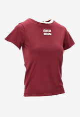 Miu Miu Embroidered Logo T-shirt Burgundy MJNA17SOOO1841_F0X61