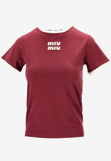 Miu Miu Embroidered Logo T-shirt Burgundy MJNA17SOOO1841_F0X61