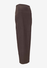 Rick Owens Dirt Pillar Maxi Skirt Dark Brown RP02E4344WST_78
