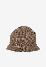 Maison Margiela Feather Trilby Houndstooth Bucket Hat Beige S50TC0078M35648_001F