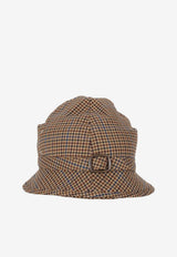 Maison Margiela Feather Trilby Houndstooth Bucket Hat Beige S50TC0078M35648_001F