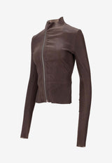 Rick Owens Tower Gary Asymmetrical-Zip Jacket Dark Brown RP02E4701LSV_78