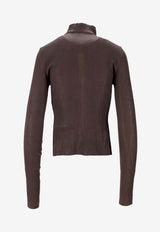 Rick Owens Tower Gary Asymmetrical-Zip Jacket Dark Brown RP02E4701LSV_78