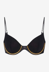 Elisabetta Franchi Jeweled Bra in Satin-Effect Black RG00357E2_110
