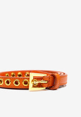 Prada Skinny Eyelet Leather Belt Orange 1JC1982EH8F0S63