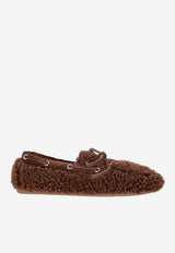 Miu Miu Suede-Trimmed Shearling Loafers Brown 5D525EF005173_F0324
