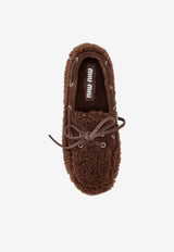 Miu Miu Suede-Trimmed Shearling Loafers Brown 5D525EF005173_F0324