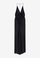 Self-Portrait V-neck Gathered Maxi Dress Black SS26161XBBLACK_Black_42176882
