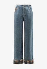Burberry Check-Trimmed Straight-Leg Jeans Blue 8116361A1322_mid blue_40017545