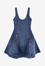 Self-Portrait Flared Denim Mini Dress Blue SS26813SBLBLUE_Blue_42176932