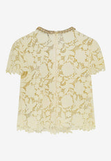 Self-Portrait Crystal Embellished Floral Lace Blouse Yellow SS26096TAYYELLOW_Yellow_42176892