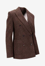 Max Mara Zulma Double-Breasted Prince of Wales Blazer Brown 2521916062600ZULMA_001
