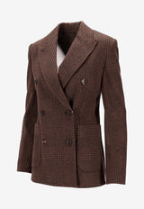 Max Mara Zulma Double-Breasted Prince of Wales Blazer Brown 2521916062600ZULMA_001