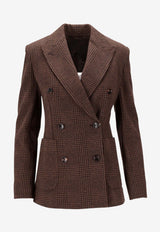 Max Mara Zulma Double-Breasted Prince of Wales Blazer Brown 2521916062600ZULMA_001