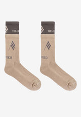 The Attico Logo Embroidered Ribbed Socks Beige 251WCAK00023CCC121AA_215