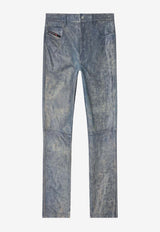 Diesel Jean-Cut Leather pants Blue A218560QMBW81E_Denim_44131686