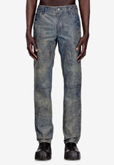 Diesel Jean-Cut Leather pants Blue A218560QMBW81E_Denim_44131686
