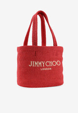 Jimmy Choo Logo Lettering Raffia Tote Bag Red BEACHTOTEEWMJYNRUBYREDLIGHTGOLD_Rubyredlightgold_40005291