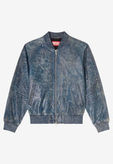 Diesel Treated Leather Bomber Jacket Blue A200970QMBW81E_Grey_44131674