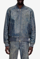 Diesel Treated Leather Bomber Jacket Blue A200970QMBW81E_Grey_44131674