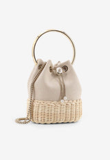 Jimmy Choo Bon Bon Raffia and Canvas Handbag Almond BONBONBRTALMONDMIX_Almondmix_40005352