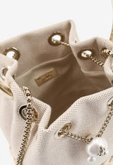 Jimmy Choo Bon Bon Raffia and Canvas Handbag Almond BONBONBRTALMONDMIX_Almondmix_40005352