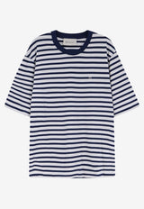 AMI PARIS Ami De Coeur Striped T-shirt Blue UTS374JE0210A044_ENCRE/BLANC_48013854
