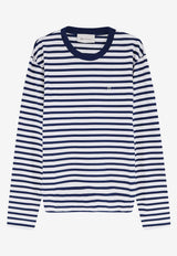 AMI PARIS Ami De Coeur Long-Sleeved Stripe T-shirt Blue UTS375JE0210A044_ENCRE/BLANC_48013862