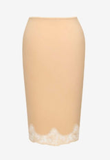 Saint Laurent Lace-Trimmed Pencil Skirt Beige 851414Y100W_2965