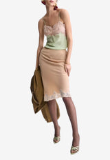 Saint Laurent Lace-Trimmed Pencil Skirt Beige 851414Y100W_2965