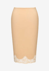 Saint Laurent Lace-Trimmed Pencil Skirt Beige 851414Y100W_2965