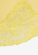 Saint Laurent Lace-Trimmed Drawstring Skirt Yellow 856886Y7J24_7000