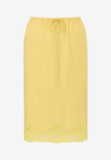 Saint Laurent Lace-Trimmed Drawstring Skirt Yellow 856886Y7J24_7000