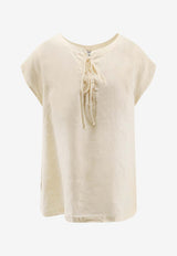 Aspesi Lace-Up Crewneck Blouse Beige 5671C19585046_Natural_54417926