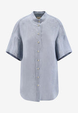 ALYSI Buttoned Short-Sleeved Top Light Blue 116927P6230CE_Light Blue_54417901