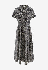 Aspesi Printed Midi Shirt Dress Black 2982L13769241_Stampa nera_54417986
