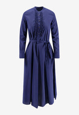 Aspesi Ruffled Yoke Midi Dress Blue 2983L06610092_Blue_54417953